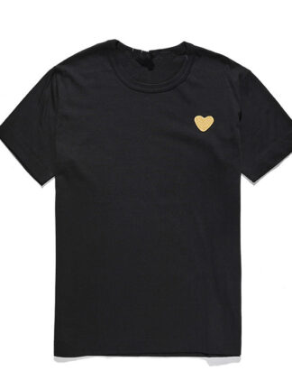 Купить Japanese Love Hearts T-shirt Peach Heart Men Women Round Neck Cotton Short-sleeved Solid Color Embroidery Heart Lovers Tee Top Hip Hop Shirt