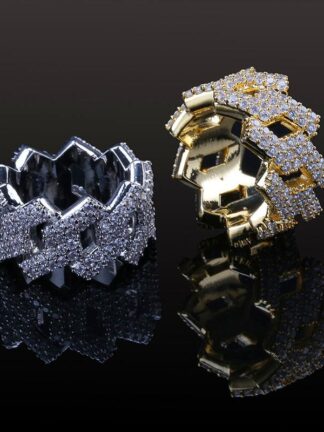 Купить New Fashion Diamond Ring Men Hip Hop Jewelry Bling Stone Iced Out 18K Gold Plated Rings