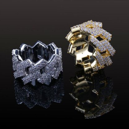 Купить New Fashion Diamond Ring Men Hip Hop Jewelry Bling Stone Iced Out 18K Gold Plated Rings
