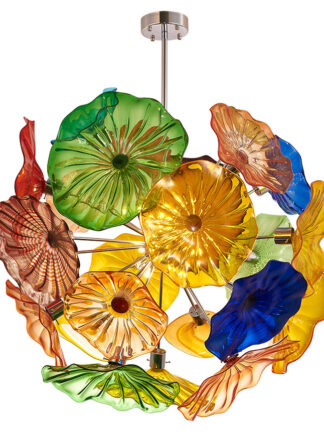Купить Modern Chandeliers Lamps Lights Multi Color Hand Blown Plate Lamp Art Decorative Ceiling Chandelier Hanging Led Lighting