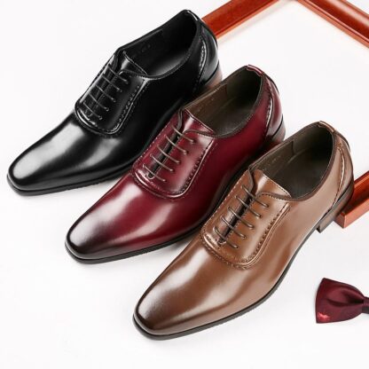 Купить Oxfords Derby Lace Up Men Shoes 2021 New PU Leather Casual Business Shoes Outdoors Dress Classic Comfortable Spring Autumn DH625