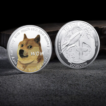 Купить 50pcs Non Magnetic Craft WOW Dogecoin To The Moon In Doge We Trust Silver Plated Commemorative Coins Cute Dog Pattern Printed Cllection