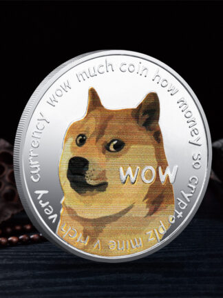 Купить 10pcs Non Magnetic WOW Dogecoin To The Moon In Doge We Trust Silver Plated Commemorative Coins Cute Dog Pattern Printed Cllection