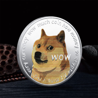 Купить 10pcs Non Magnetic WOW Dogecoin To The Moon In Doge We Trust Silver Plated Commemorative Coins Cute Dog Pattern Printed Cllection