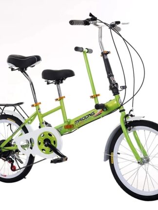 Купить 20 Inch Foldable Bike 7 Speeds Parent Child Bicycle With Baby Saddle Carbon Steel Frame Aluminum Alloy Rims Front V- Brake