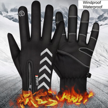 Купить Winter Men Gloves Night Reflective Strip Touch Screen Waterproof Anti-slip Gloves for Cycling Skiing Windproof Fluff Warm Glove