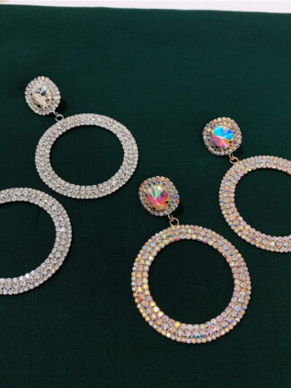 Купить Circle Dangle Earrings Boutique Shiny Crystal for Woman Jewelry Fashion Show Fashion Accessories