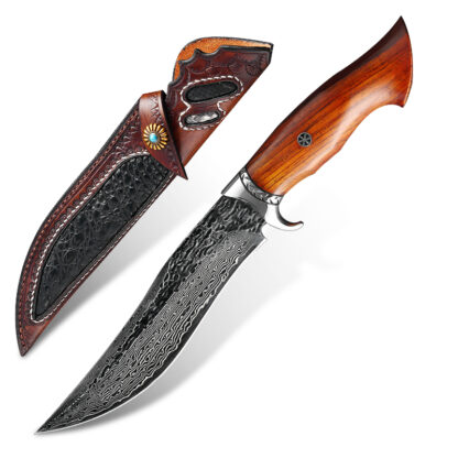 Купить Camping survival hunting knives Damascus forged steel fixed blade rosewood handle field fishing knife tactical combat self-defense multi-purpose EDC tools