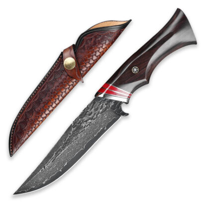 Купить Camping Knife Fixed Blade Hunting Knives Damascus Steel Military Tactical Combat Knife Outdoor Survival Black Sandalwood Handle Adventure Jungle Machete Tools