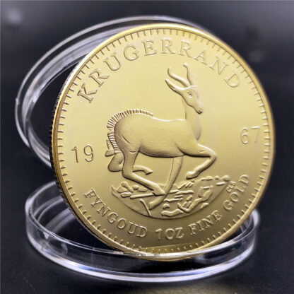 Купить 10pcs Non Magnetic 1967 South Africa Saudi Africa Krugerrand 1OZ Gold Plated Coin Paul Kruger Token Value Collectible Replica Coins Home Decor