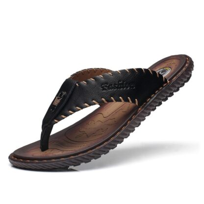 Купить brand New Arrival Slippers High Quality Handmade Slippers Cow Genuine Leather Summer Shoes Fashion Men Beach Sandals Flip Flops m9Fl#