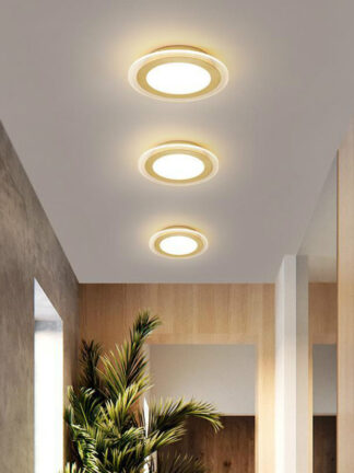 Купить Modern LED ceiling lights for home kitchen corridor entrance diameter 20cm plafond de lustre led cristal round golden LED ceiling lamp