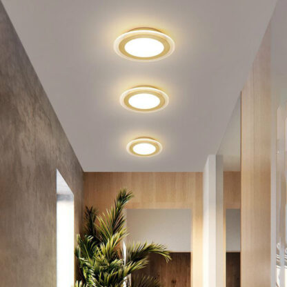 Купить Modern LED ceiling lights for home kitchen corridor entrance diameter 20cm plafond de lustre led cristal round golden LED ceiling lamp