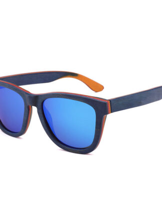 Купить Blue Skateboard Wood Sunglasses Uv400 Lens Spring Hinge Polarization Eye Protection Male and Female General Customization
