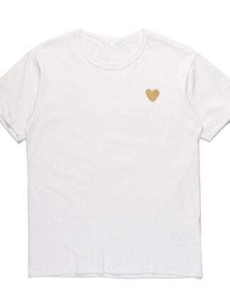 Купить Love Hearts T-shirt Peach Heart Men Women Round Neck Cotton Short-sleeved Solid Color Embroidery Heart Lovers Tee Top Hip Hop Shirt