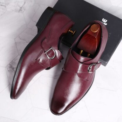Купить Monk Buckle Men Shoes Square Toe Concise 2021 New PU Leather Casual Business Shoes Dress Classic Comfortable Spring Autumn DH633