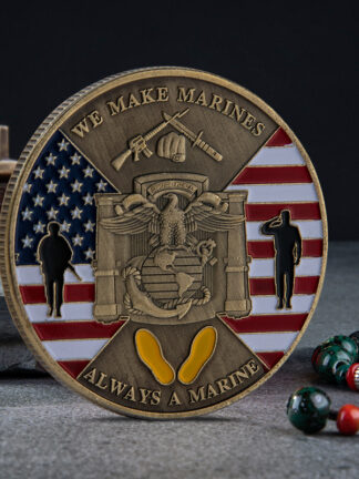 Купить 50pcs Non Magnetic United States Military Coin Souvenir We Make Marines Flag Pattern Commemorative Coin Semper Fidelis Gold Plated Coin