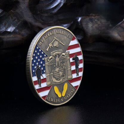 Купить 10pcs Non Magnetic Craft United States Military Coin Souvenir We Make Marines Flag Pattern Commemorative Semper Fidelis Gold Plated Coin