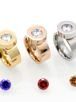 Купить Four-color Zircon Interchangeable Stainless Steel Ring Luxury Brand Womens Jewelry