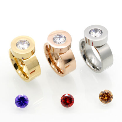 Купить Four-color Zircon Interchangeable Stainless Steel Ring Luxury Brand Womens Jewelry