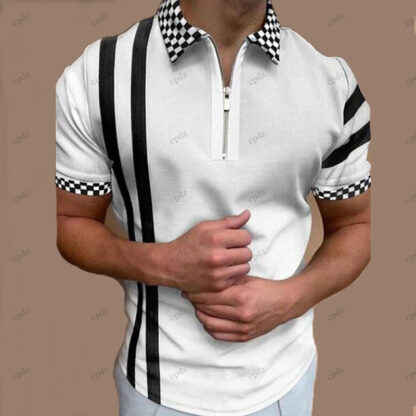Купить Dry Fit zipper lapel Mens Polos spring summer poker printing Tactical Golf grid shirts tees mix color short sleeve solid Plaid printing plus size Retro Polo