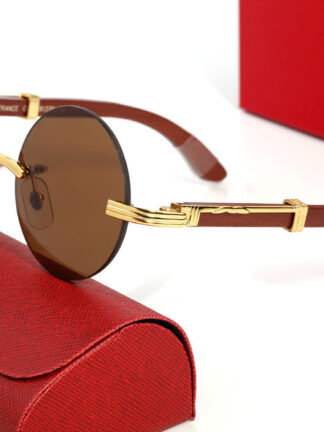 Купить Luxury mens designer sunglasses for women Eyeglasses frames temples with panther heads Metal Frameless Round sunglass shape for men woman eyewear accessories