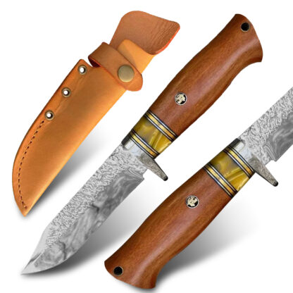 Купить Hunting Knife 9CR18MOV Steel Outdoor Camping Knife Survival Military Tactical Combat Knives Rosewood Handle With Leather Sheath For Jungle Rescue