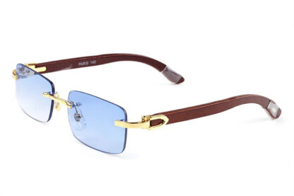 Купить Brand Mens Designer Sunglasses for Women Vintage Luxury Square Blue UV Rimless Buffalo Horn Rectangle UV400 Sports Oversized Panther Wooden Sun Glasses Eyeglasses
