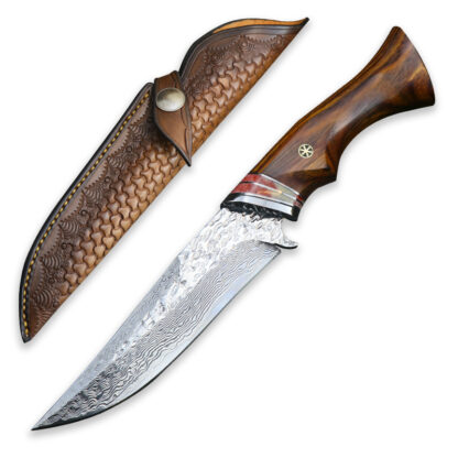 Купить Hunting Knife Damascus Steel Camping Knife Fixed Blade Military Tactical Combat Knives Outdoor Survival Yellow Sandalwood Handle Adventure Jungle Knifes Tool