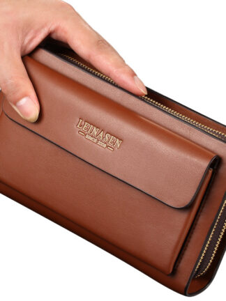 Купить Hand Bag Men's Business Folder Moneybags Long Wallet Zipper Billfold Large Capacity Purse Leisure Multi Card Holders
