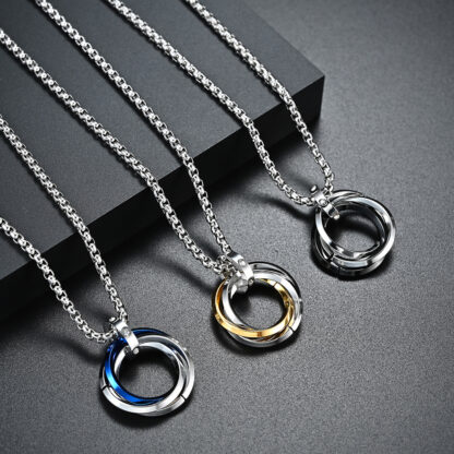 Купить Cool Design Street Hip-hop Style Men Titanium Steel Necklace Black Gold Silver Plated Circle Charm Necklaces