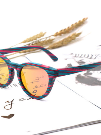 Купить Cross-border New Handmade Bamboo Glasses Fashion Colorful Wood Multilayer Ladies Polarized Sunglasses