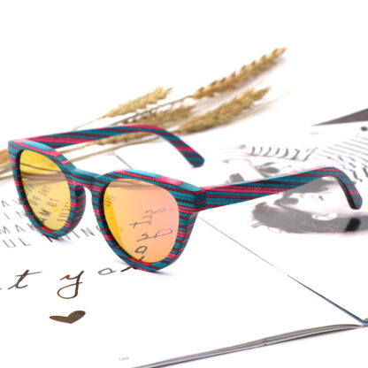 Купить Cross-border New Handmade Bamboo Glasses Fashion Colorful Wood Multilayer Ladies Polarized Sunglasses