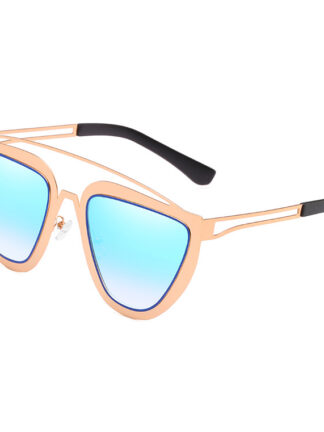 Купить Sun Glasses Women Metallic Personality Hollow Temple Sunglasses with Gradient Color Diaphragm Eyewear Glasses