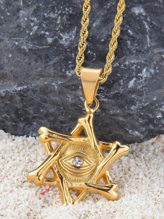 Купить Devil's eye Pendant Necklace Star of David Water Drill Stainless Steel with Individual Men's and Women's Trends