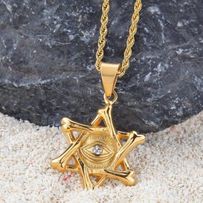 Купить Devil's eye Pendant Necklace Star of David Water Drill Stainless Steel with Individual Men's and Women's Trends