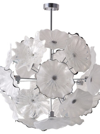 Купить American Blown Glass Chandelier Lighting Led Plate Light Diameter 44 Inches White Glass Flower Lamp for Living Room Home Decoration