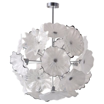 Купить American Blown Glass Chandelier Lighting Led Plate Light Diameter 44 Inches White Glass Flower Lamp for Living Room Home Decoration