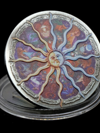 Купить 10pcs Non Magnetic Twelve Constellations Zodiac Elizabeth II Queen Collectible Original Coins Holder Creative Gift Dropshipping