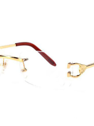 Купить Luxury Alloy Rimless Gold Silver Eyeglasses Frame Women Man Hinged Glasses Frames Buffalo Horn Eyewear Oculos Lunettes De Soleil