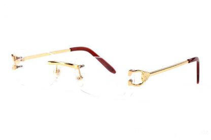 Купить Luxury Alloy Rimless Gold Silver Eyeglasses Frame Women Man Hinged Glasses Frames Buffalo Horn Eyewear Oculos Lunettes De Soleil