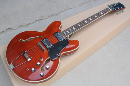 Купить Factory Custom Semi-hollow Wine Red Electric Guitar with Black Pickguard