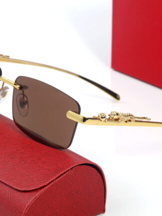 Купить Mens Sunglasses Designer Women Eyeglasses Gold Metal Panther Sunglass Frameless Buffalo Horn Glasses UV400 Unisex Woman Eyeglass Brand Polarize Eyeglasses