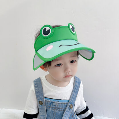 Купить Boys Girls Summer Sun Visor Hats Empty Top Cute Frog Print Children's Outdoor Sun Protection Caps Wide Brim New
