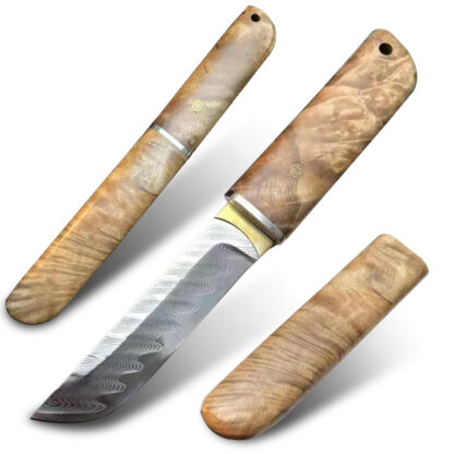 Купить Katana Mini Japanese Knives Forged Damascus Steel Knife Fixed Blade White Shadow Wooden Handle Sheath Camping Hunting Handmade Knife Outdoor Self Defense EDC Tool