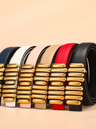 Купить Women Genuine Leather Belt Luxury Designer Metal Belt Buckle High Quality Jeans Waistband Fashion Female Strap Black Belts