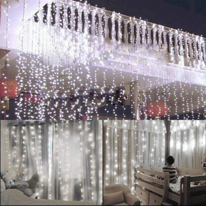 Купить 15M x 3M 1500-LED Warm White Light Romantic Christmas Wedding Outdoor Decoration Curtain String Light US Standard Warm White ZA000937