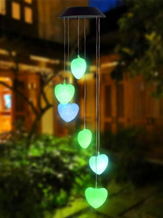 Купить Discount 2V 40maH Solar Intelligent Light Control Love Style Wind Chime Corridor Decoration Pendant Solar Panel Black Colorful Light