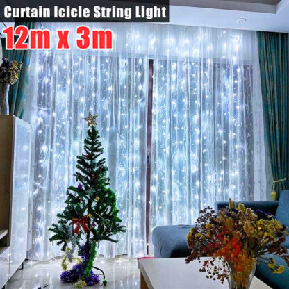 Купить Hot selling 1200-LED Warm White Light Romantic Christmas Wedding Outdoor Decoration Curtain String Light US Standard Warm White ZA000935