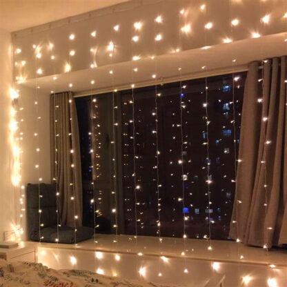 Купить free delivery 300-LED Warm White Light Romantic Christmas Wedding Outdoor Decoration Curtain String Light high brightness Strings Lights
